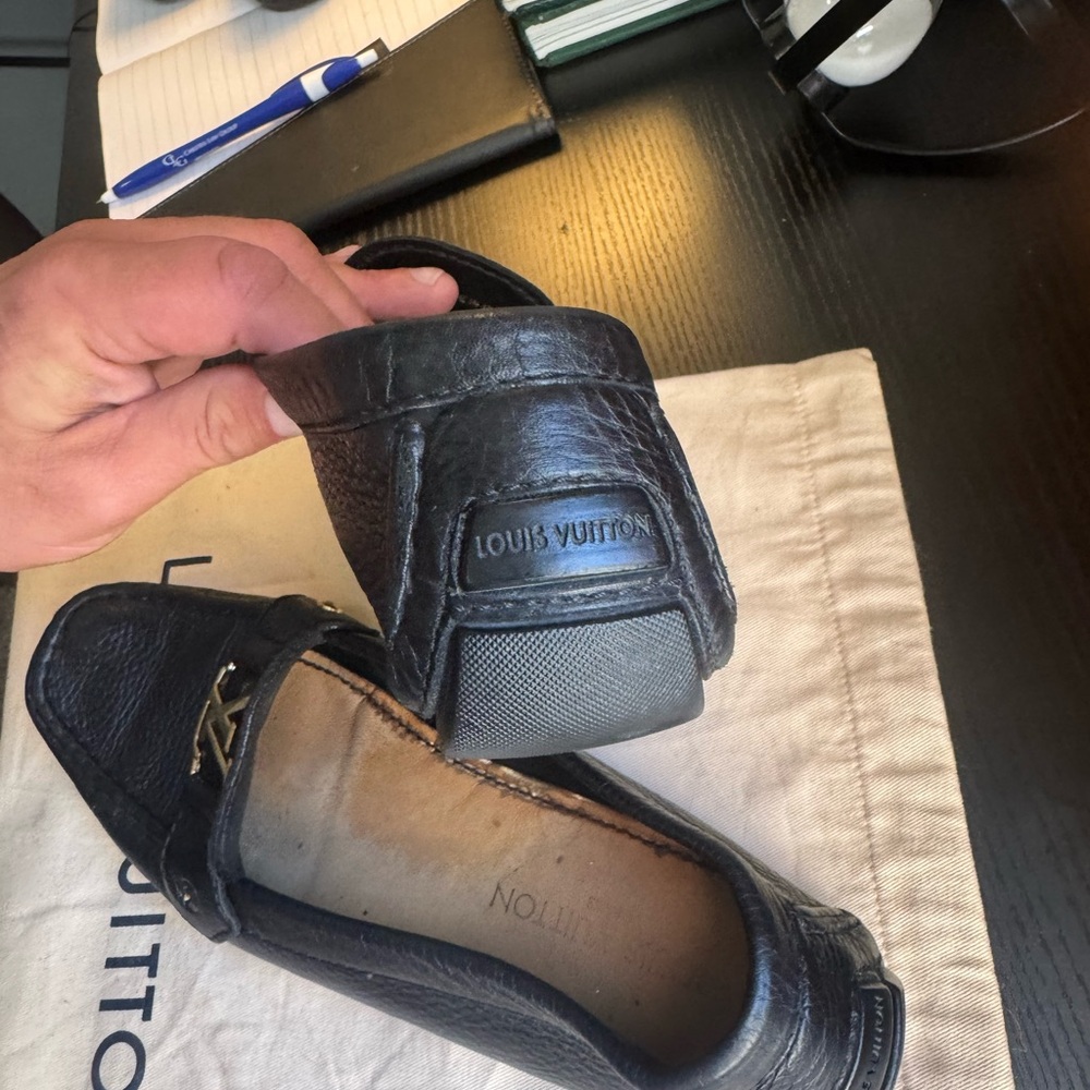 Louis Vuitton Black Loafers with Gold Logo - Picture 2 of 6